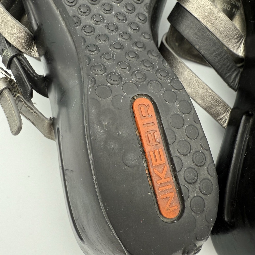 Cole Haan NikeAir Women's Wedge Sandals‎ Size 8 Metallic Gray Leather Thong - Picture 8 of 11